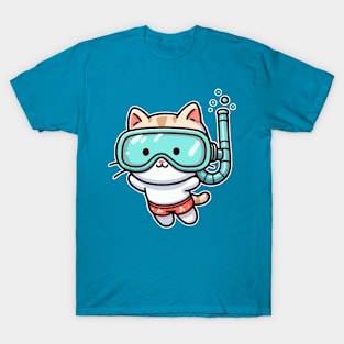 Cute Cat Snorkeling T-Shirt